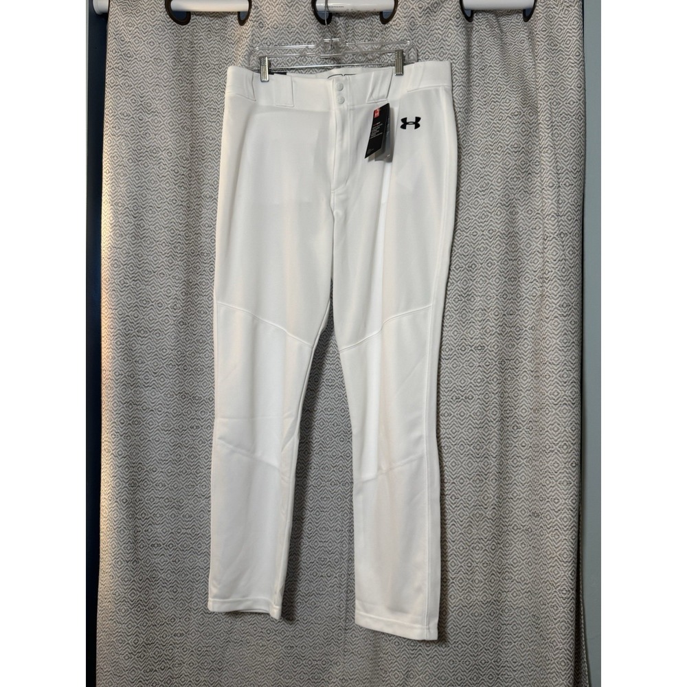 NWT Under Armour Men's White Baseball Pants Heat Gear Relaxed Fit XL